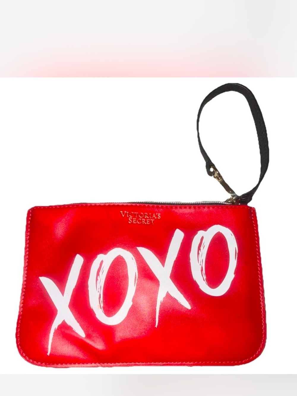 Victoria's Secret Red XOXO Wristlet Clutch with Black Strap
